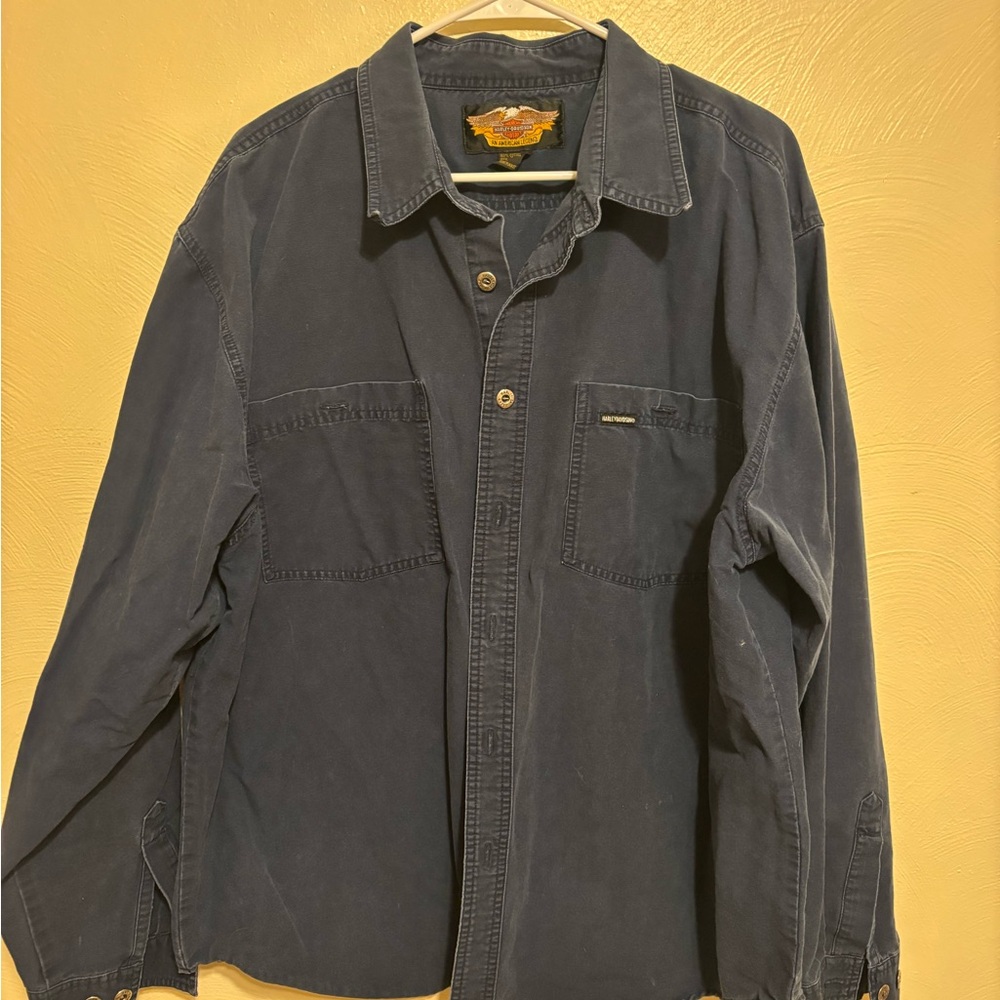 Harley Davidson Embroidered Work Shirt Overshirt 2XL